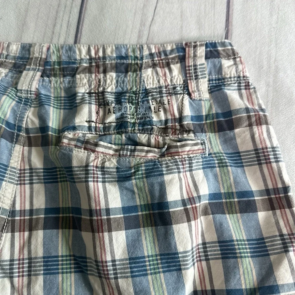 Y2K‎ Aeropostale Men's Shorts 32 Blue Green Plaid Check Skater Preppy Retro Golf